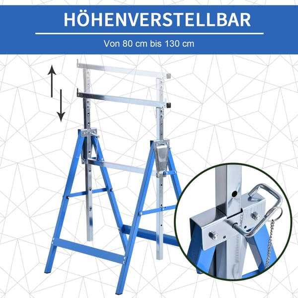 Hopfällbar ställningsbock, höjdjusterbar stål