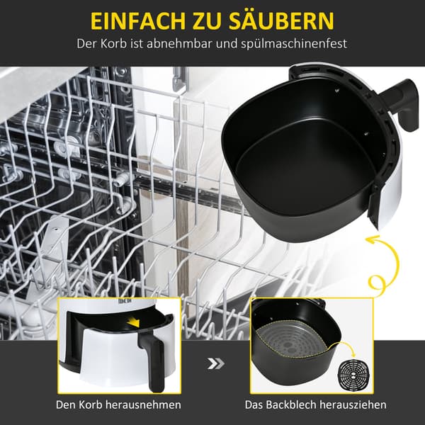 Varmluftfrituregryde 2,5L Non-Stick 1300W Hvid/Sort