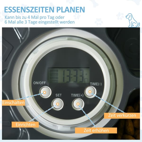 Programmerbar Husdjursmatare 6 Fack LED Timer