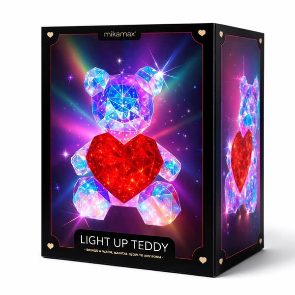 Lysende bamse med USB LED, 40 cm, 8 tilstande