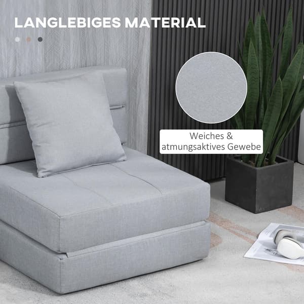 Sammenleggbar sovesofa 2-i-1, Lys grå Relax-stol
