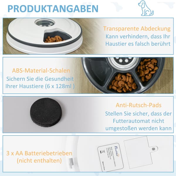 Programmerbar kæledyrsfoder 6-rums LED-timer