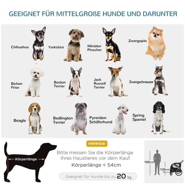 Hundevogn og hundevogn 2-i-1 til mellemstore hunde