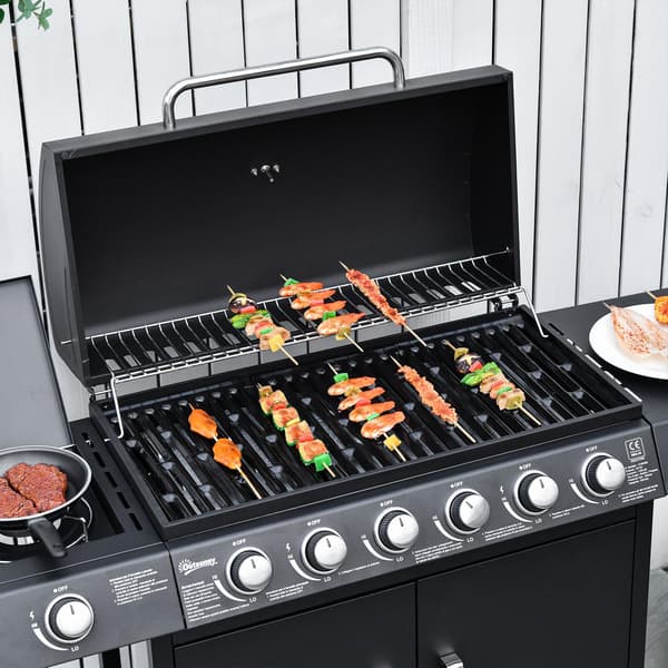 Gasgrill Sort 6+1 Brænder 135x50x100 cm