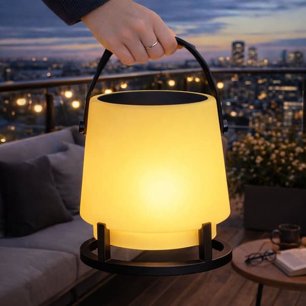 Bluetooth-høyttaler, 10 W utgang, solcellelading, LED-lys