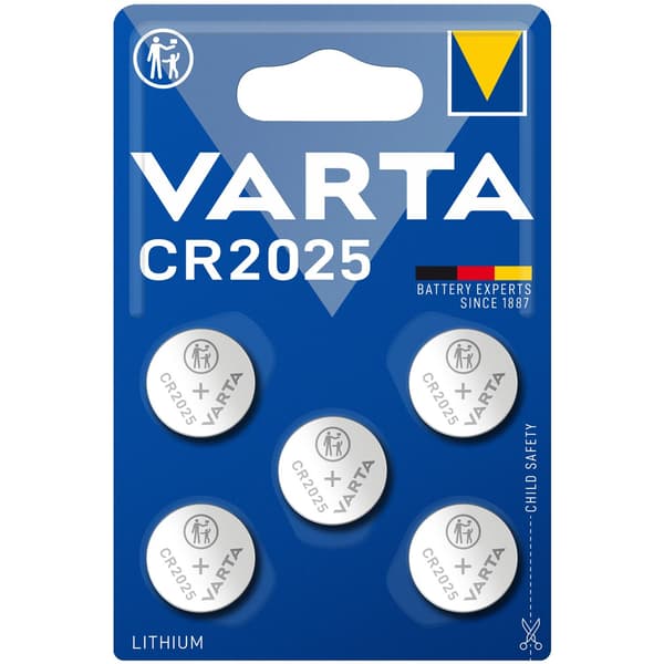 CR2025 3V Lithium Knappcellebatteri 5-pak