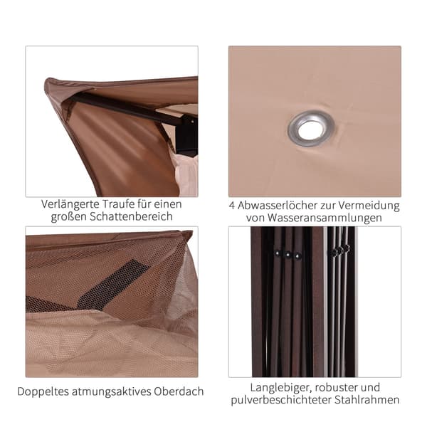 Sammenleggbart hagetelt 3,25x3,25m Khaki