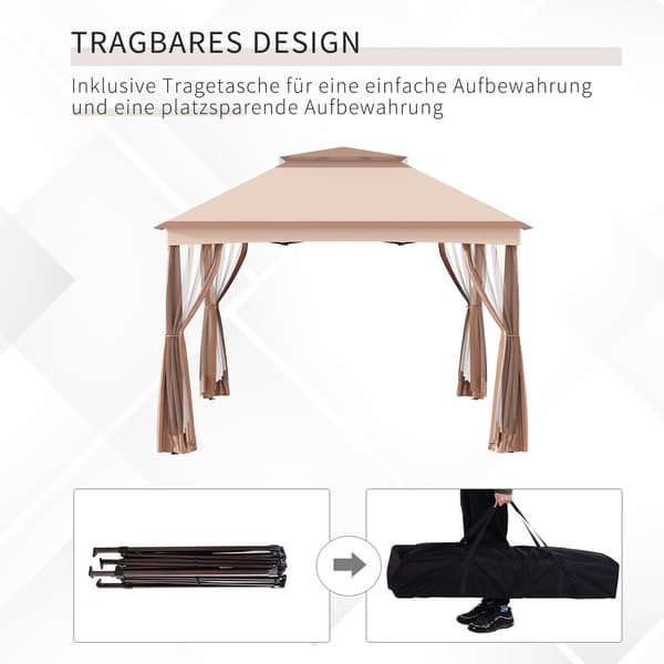 Sammenleggbart hagetelt 3,25x3,25m Khaki