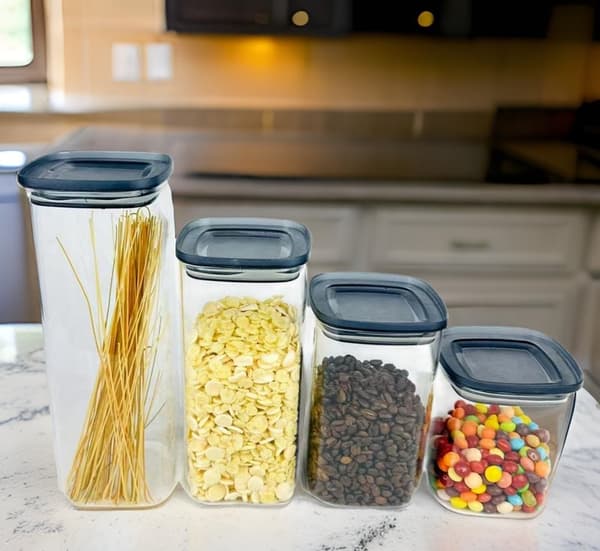 Lufttäta förvaringsburkar i glas, set om 4 med bambulock