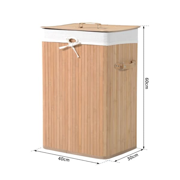 Fällbar Tvättkorg 72L Bambu Canvaspåse
