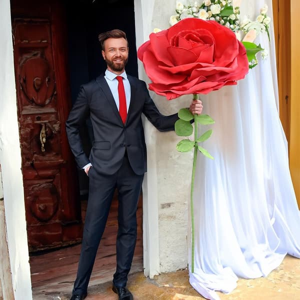 XXL kunstig rose, 1,6 m stilk, 70 cm blomstring
