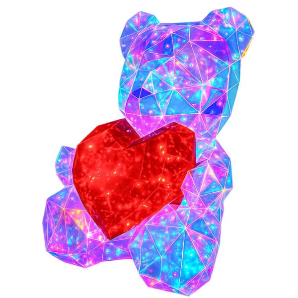 Lysende bamse med USB LED, 40 cm, 8 tilstande