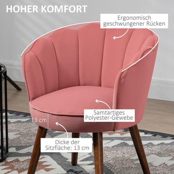 Rosa Fåtölj i Polyester och Gummiträ