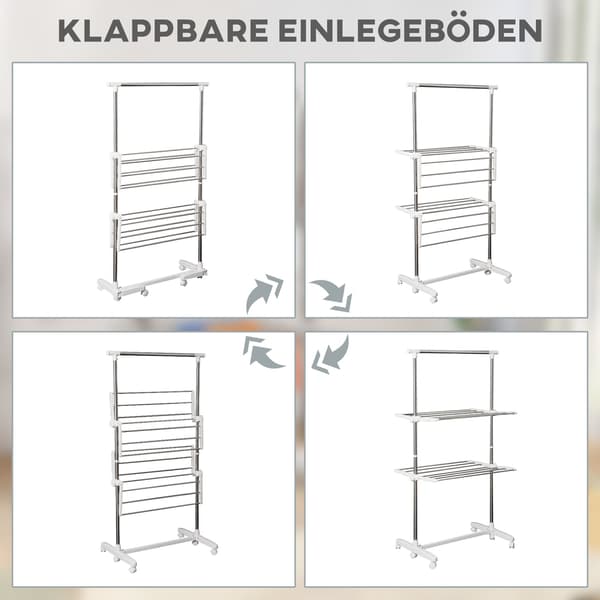 Sammenfoldelig tørretumbler med sidevinger 2 niveauer