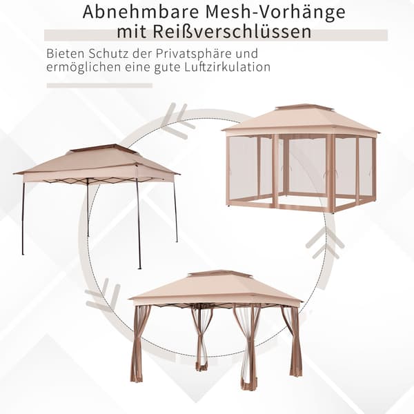 Sammenleggbart hagetelt 3,25x3,25m Khaki