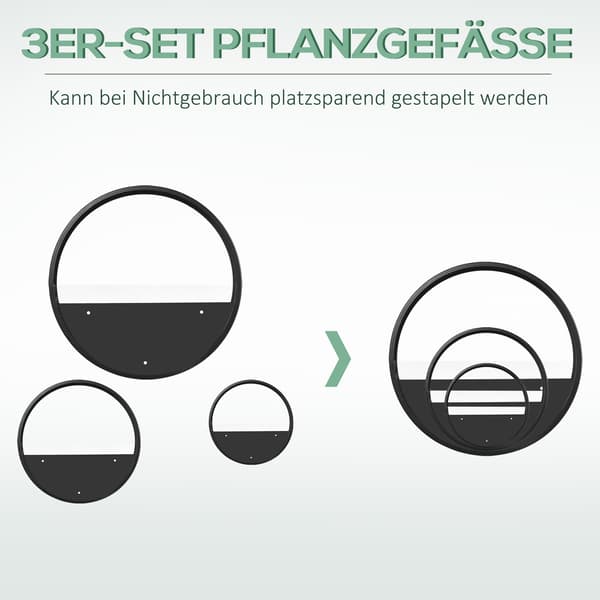 Setti 3 Black Wall ruukkua sukulenteille