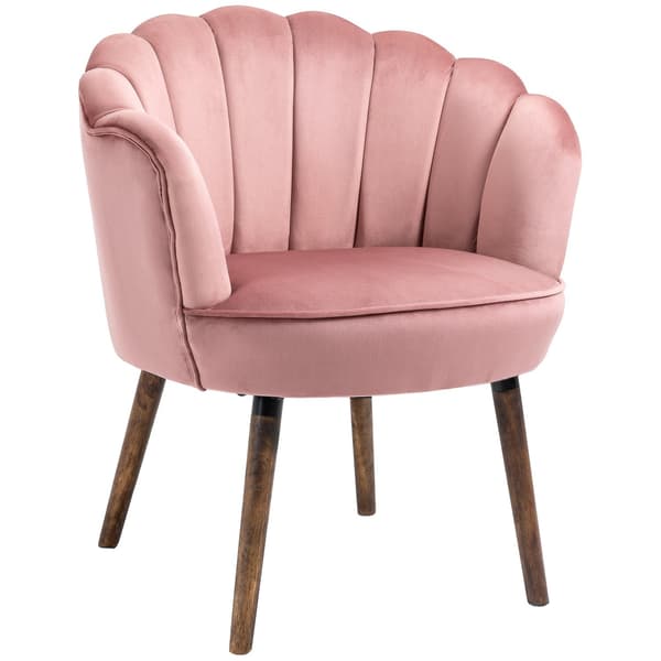 Rosa lenestol i polyester og gummitre