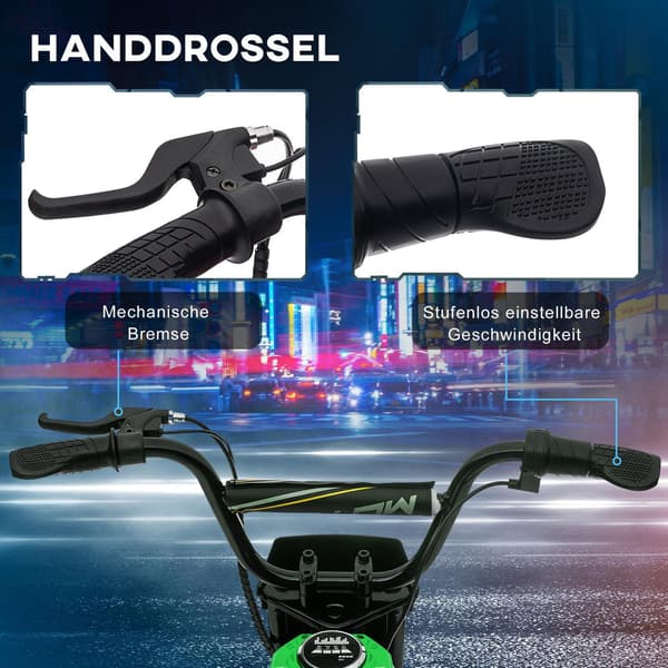 Grön Elmotorcykel för Barn 8-12 år 12V