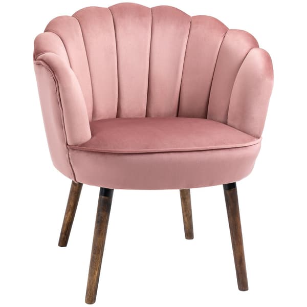Rosa lenestol i polyester og gummitre