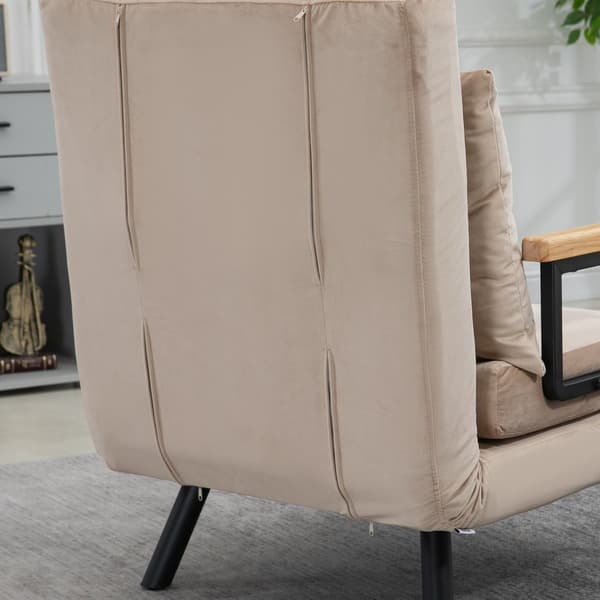Beige bäddsoffa med sängfunktion och ryggkudde