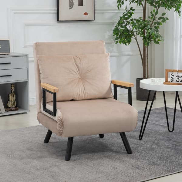 Beige sovesofa med sengefunktion og rygpude