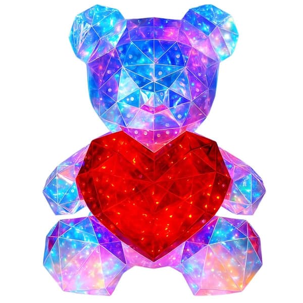Lysende bamse med USB LED, 40 cm, 8 tilstande