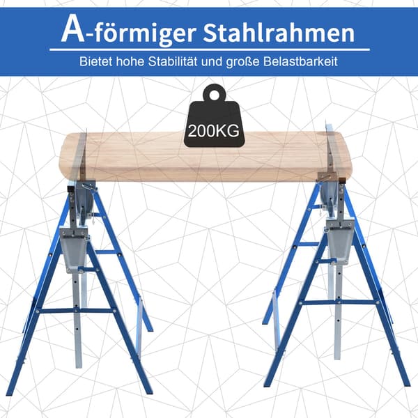 Hopfällbar ställningsbock, höjdjusterbar stål