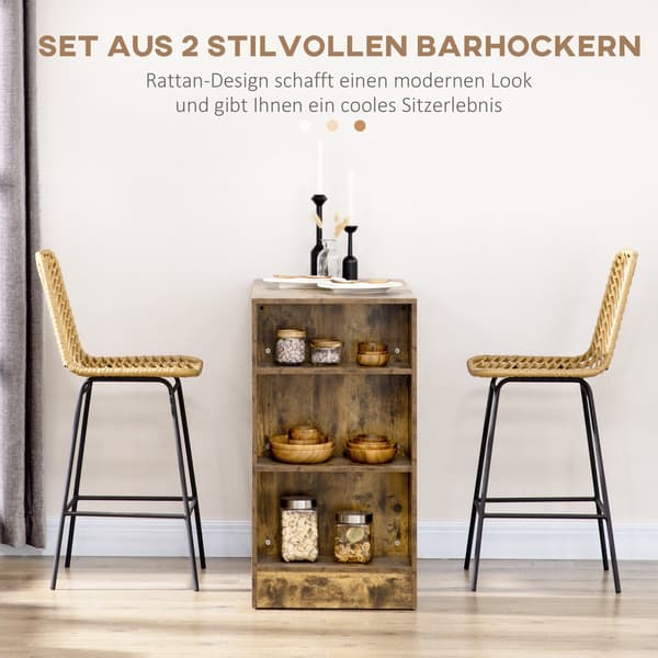 Gula Boho Barstolar Med Ryggstöd Set 2