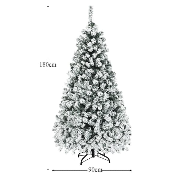 180 cm kunstig juletre med snø, LED-lys