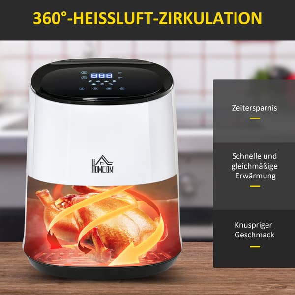 Varmluftfrituregryde 2,5L Non-Stick 1300W Hvid/Sort