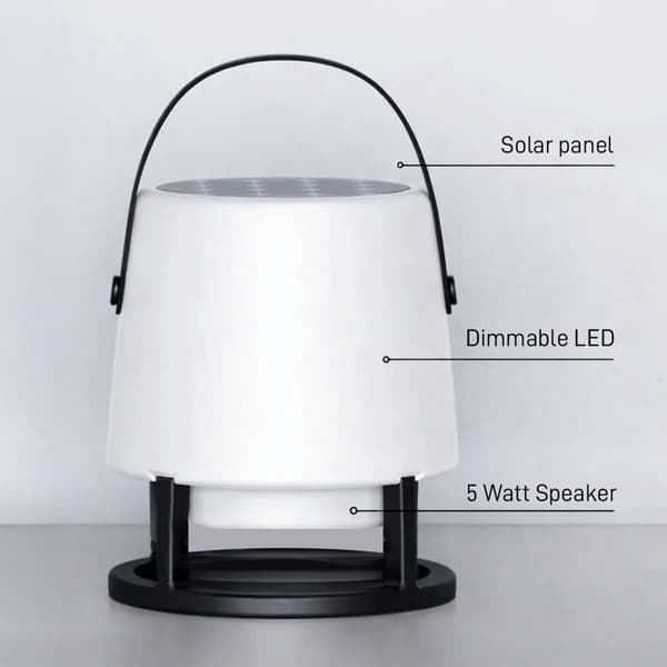 Bluetooth-høyttaler, 10 W utgang, solcellelading, LED-lys