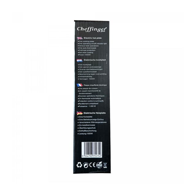 Cheffinger CF-EHS1000: 1000W elektrisk kokeplate - enkel