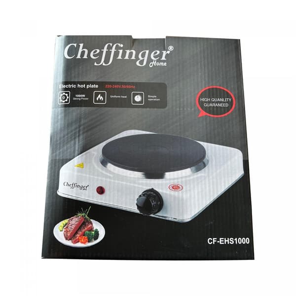 Cheffinger CF-EHS1000: 1000W elektrisk kokeplate - enkel
