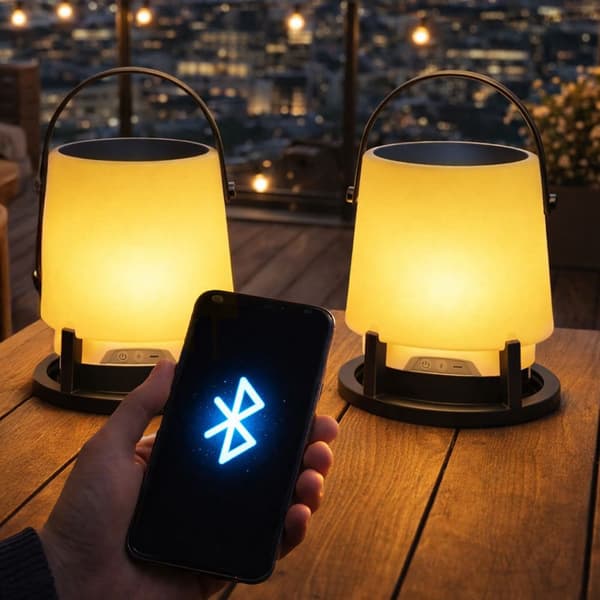 Bluetooth-høyttaler, 10 W utgang, solcellelading, LED-lys