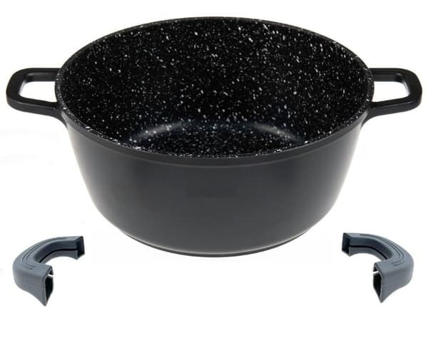 28 cm induktionsgryta, marmorbeläggning, glaslock