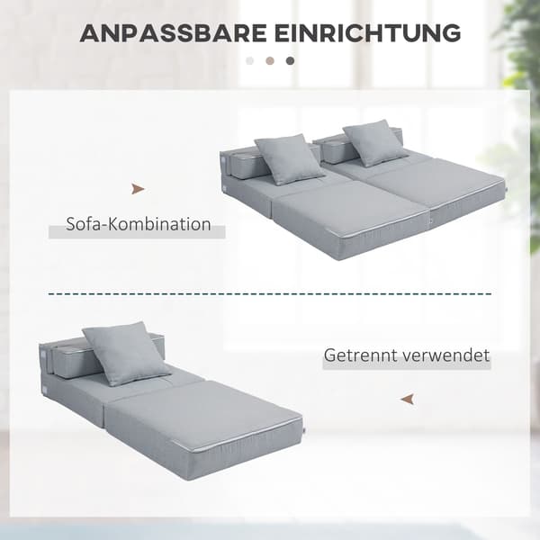 Hopfällbar Bäddsoffa 2-i-1, Ljusgrå Relaxstol