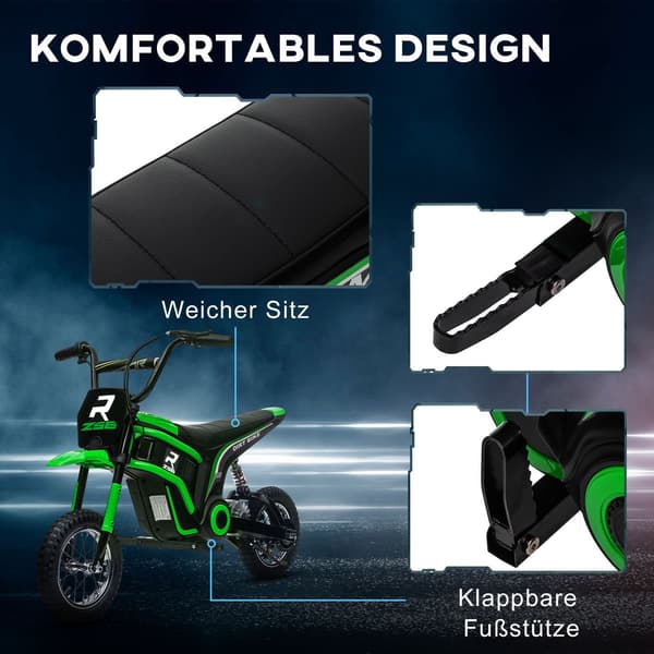 Grøn El-motorcykel til børn 8-12 år 12V