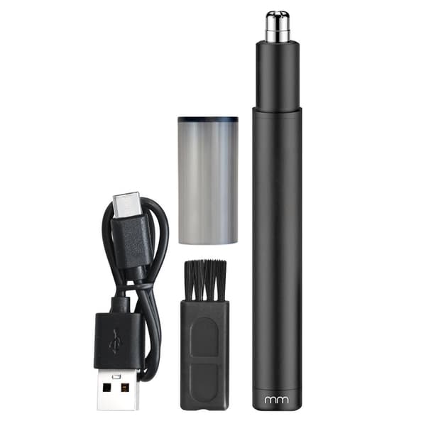 Næsehårstrimmer, USB genopladelig, nem rengøring, sort