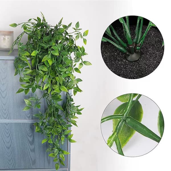 Simulering hængende grøn plante - datura 65cm