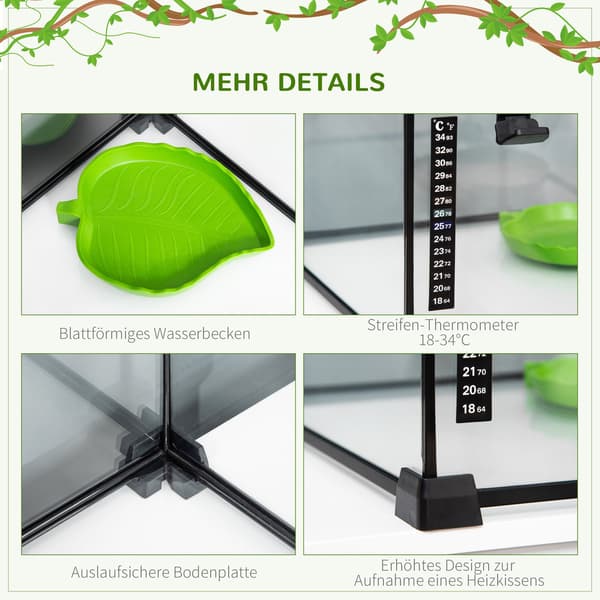 Glasterrarium med termometer 50x30x35 cm