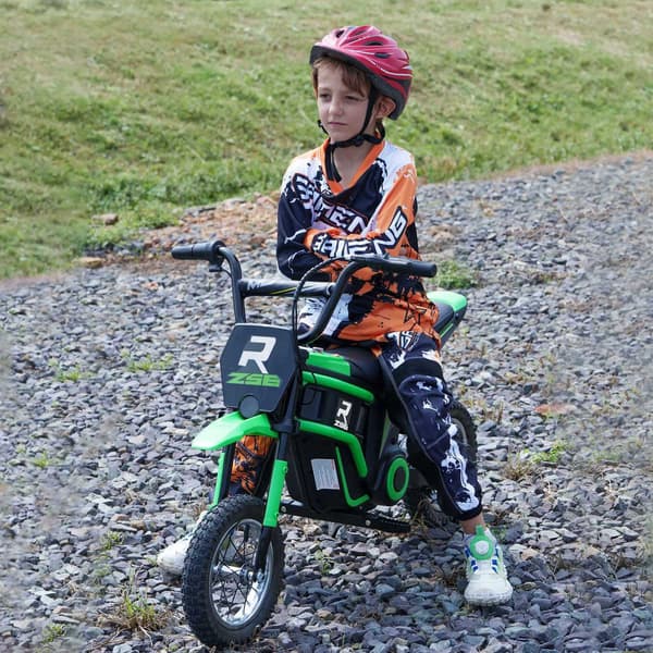 Grøn El-motorcykel til børn 8-12 år 12V