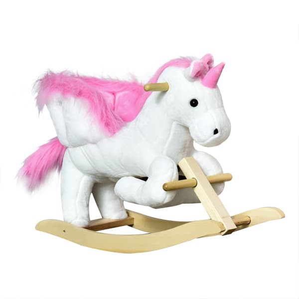 Gyngehest for barn, rosa/hvit, 65x32x55 cm