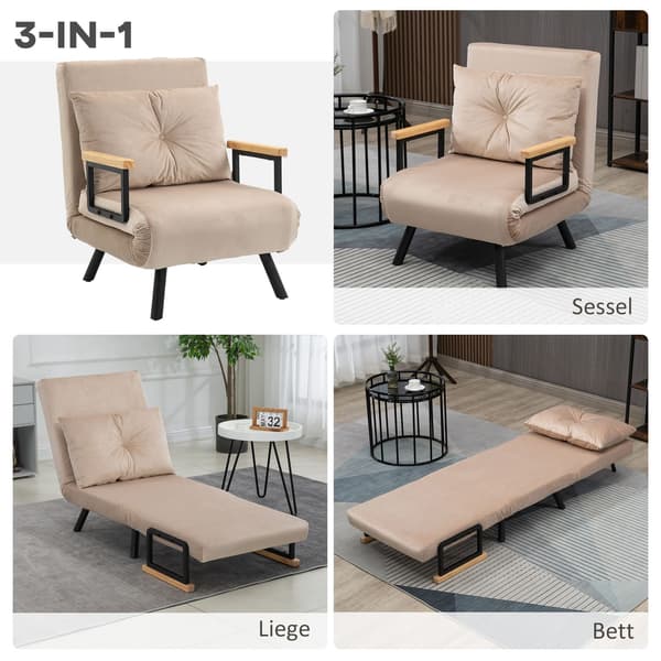 Beige sovesofa med sengefunktion og rygpude