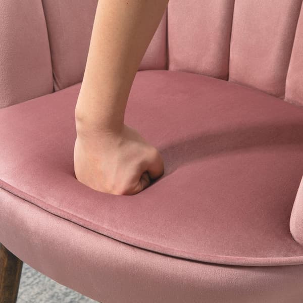 Rosa Fåtölj i Polyester och Gummiträ