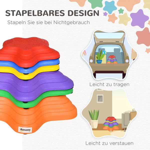 Fargerike sklisikre balansesteiner for barn