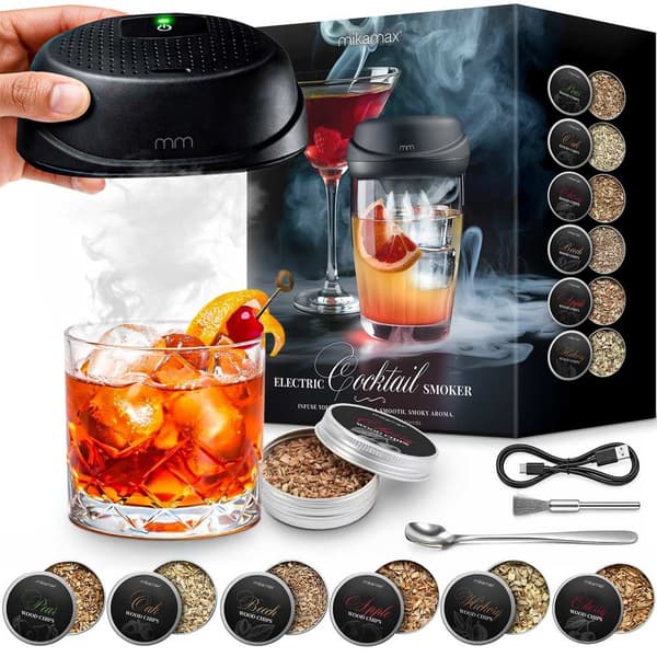 Elektrisk cocktailrökare med 6 träflis-smaker