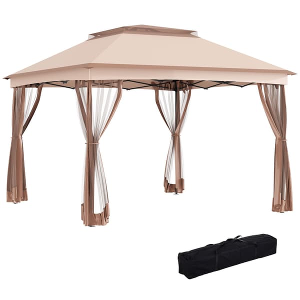 Sammenleggbart hagetelt 3,25x3,25m Khaki
