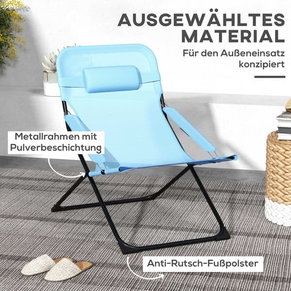 Justerbar Blå Mesh Campingstol med Kudde