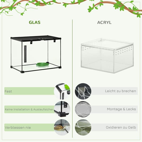 Glas Terrarium med Termometer 50x30x35 cm