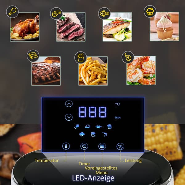 Varmluftfrituregryde 2,5L Non-Stick 1300W Hvid/Sort